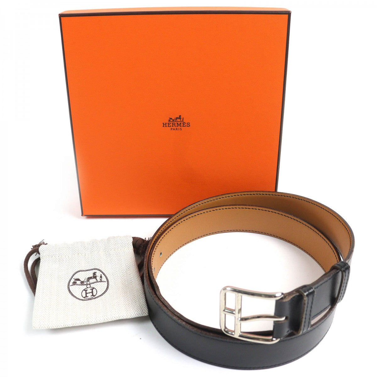HERMES belt Main: Leather black Etriviere mens