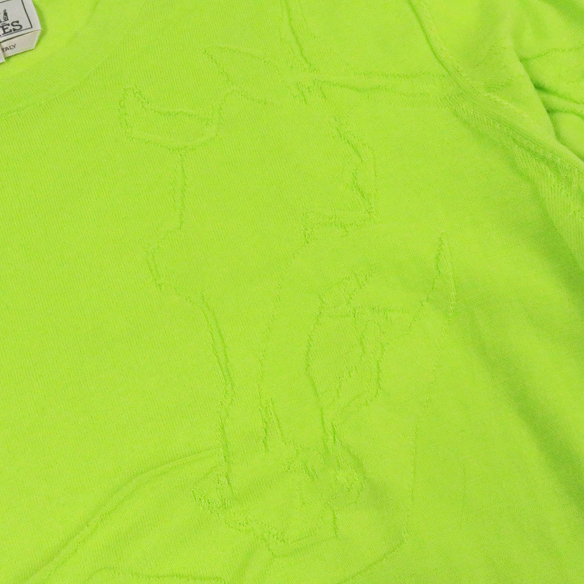 HERMES knit Main: 100% cotton lime green mens XL