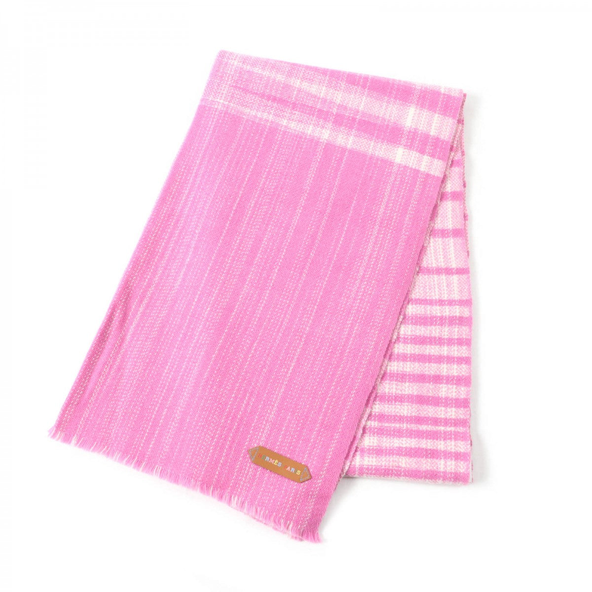 HERMES Stall Main: 100% cashmere, part: sheep leather pink Jeu de Tissage Women