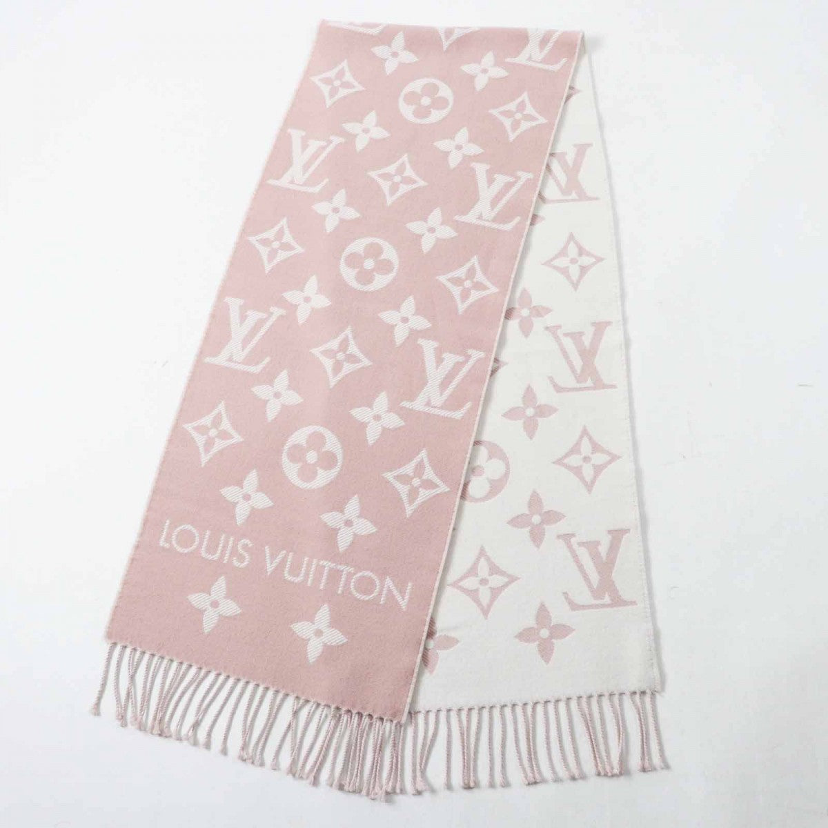 LOUIS VUITTON Scarf M77854 Main: 100% wool Beige rose Escharp LV Essential Women