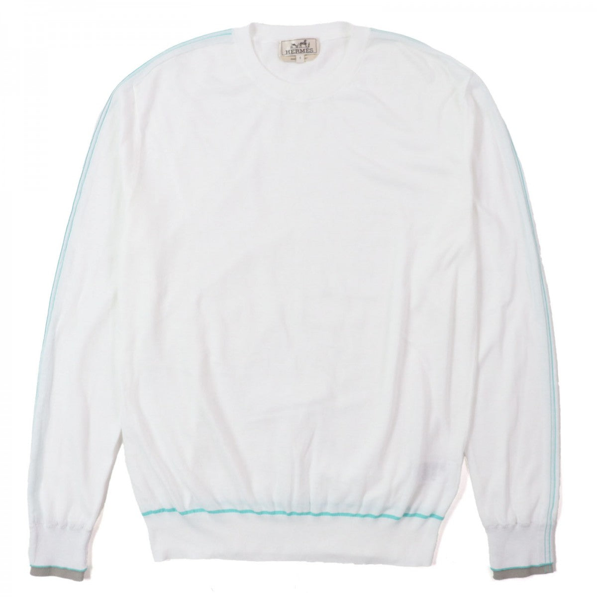 HERMES sweater Main: 100% cotton white blue gray mens S