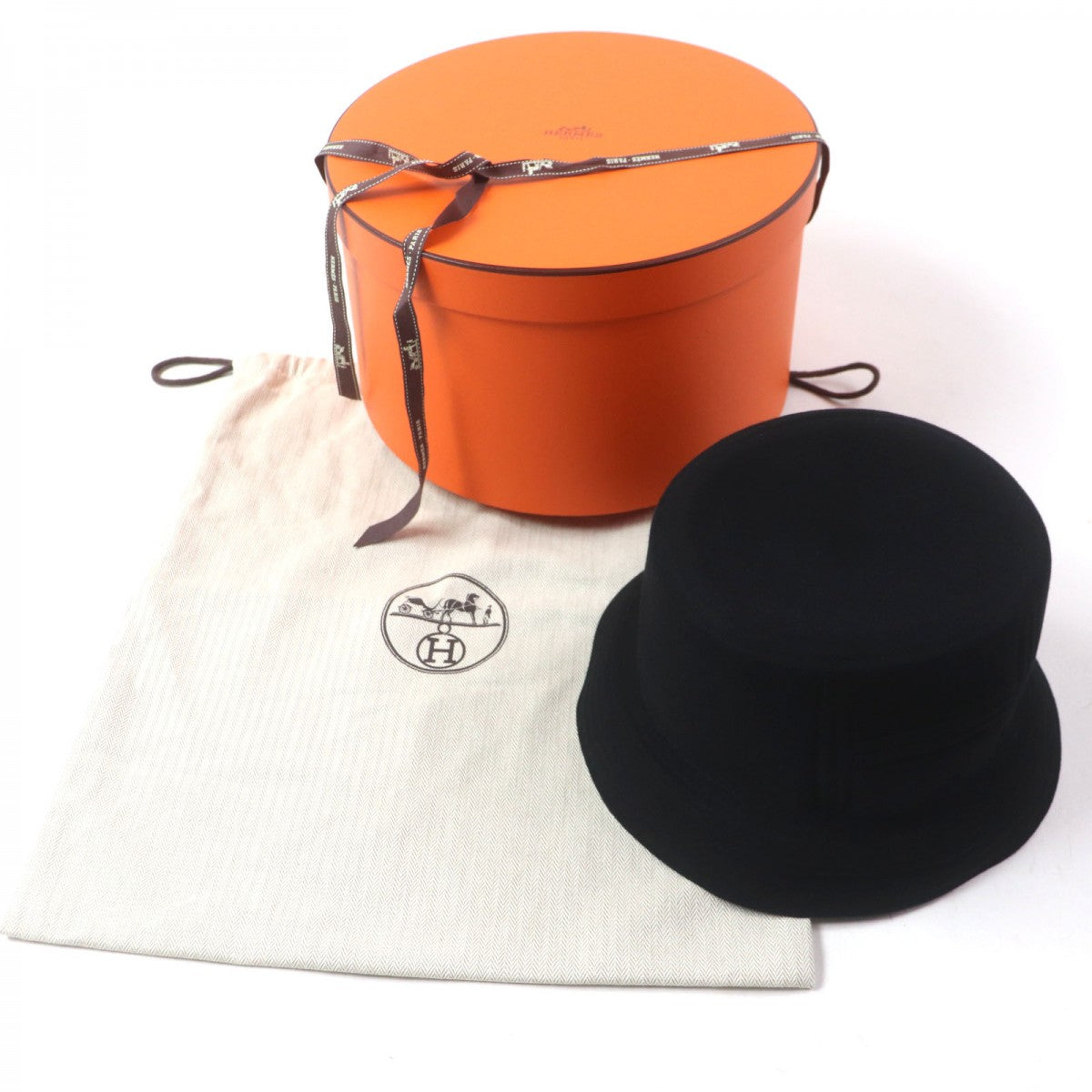 HERMES hat Main: 100% wool, part: 52% cotton, part: 48% rayon black DALTON mens