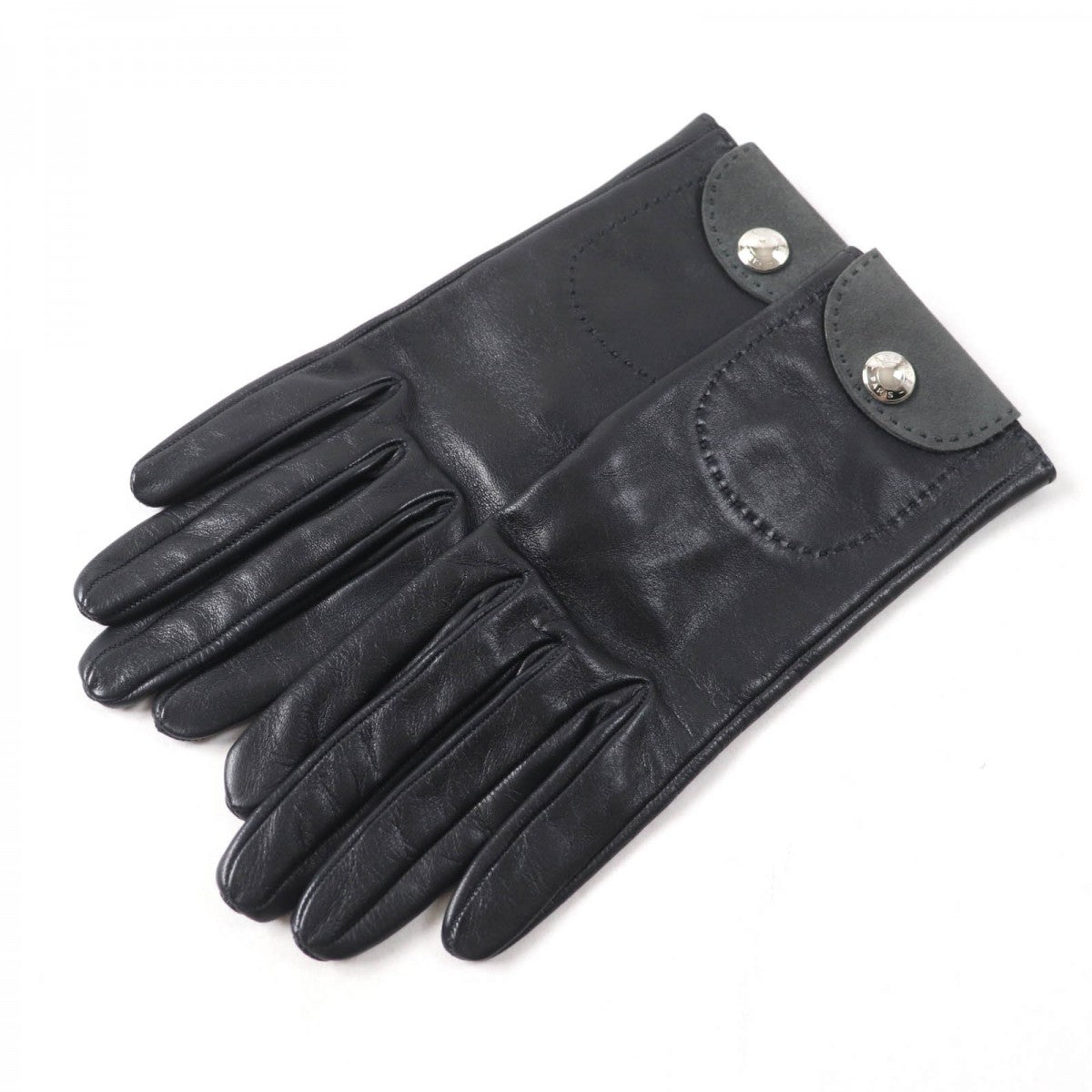 HERMES gloves Main: Leather, Lining: 100% Silk black Women 6.5