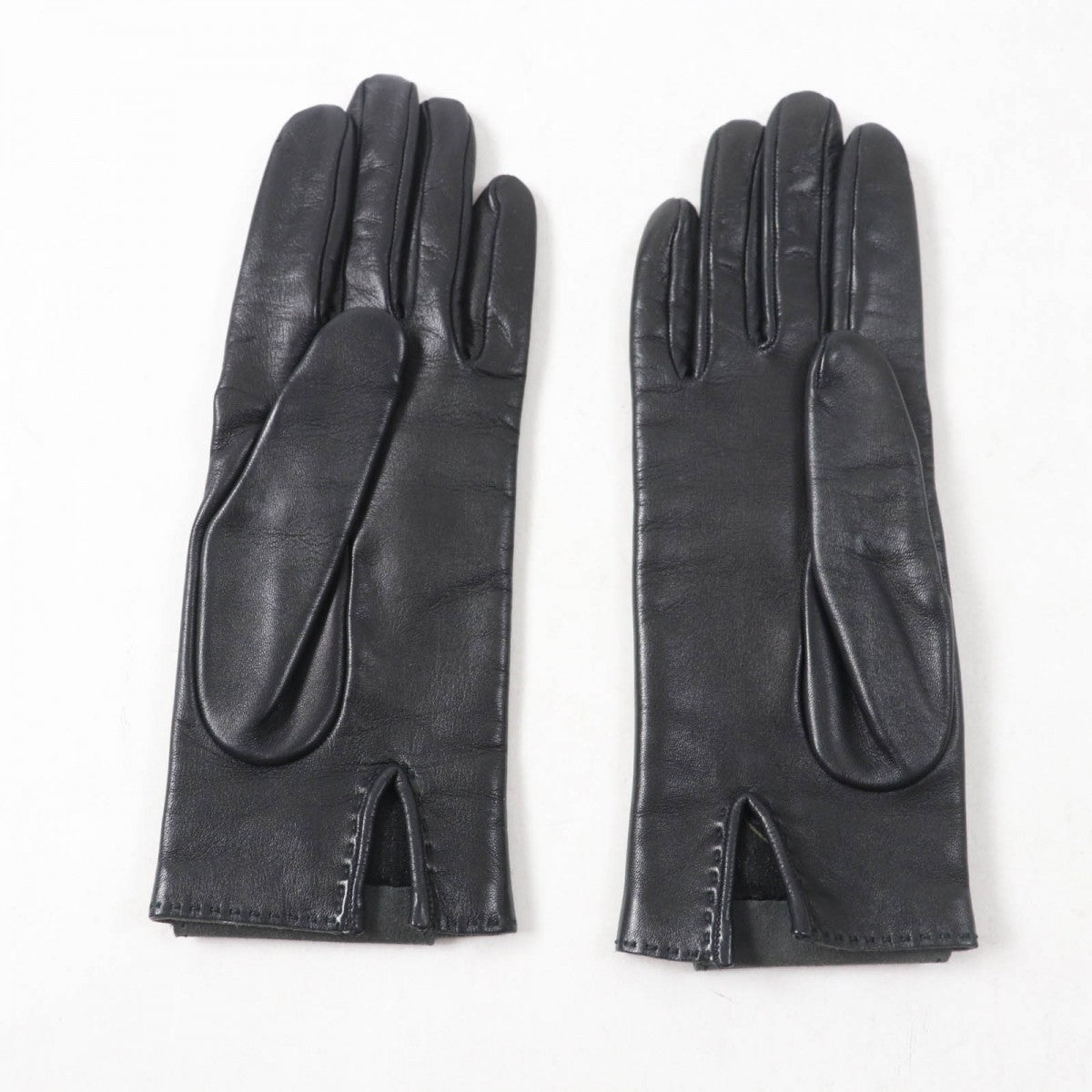 HERMES gloves Main: Leather, Lining: 100% Silk black Women 6.5