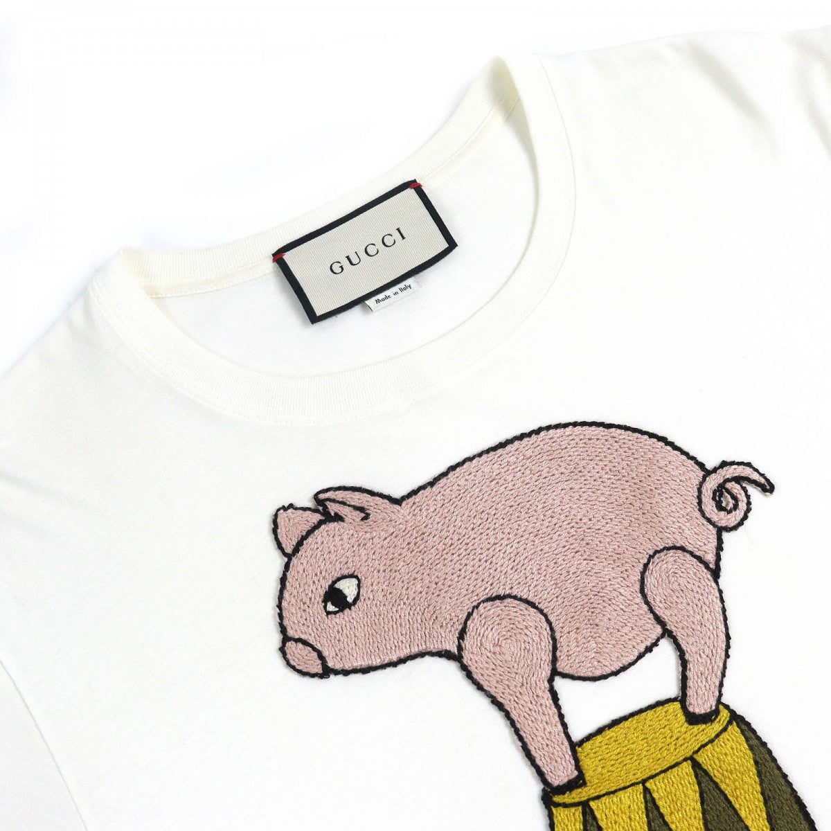 GUCCI Short sleeve T-shirt 615044 Main: 100% cotton, Part: 100% acrylic Off-white multicolor mens XXS