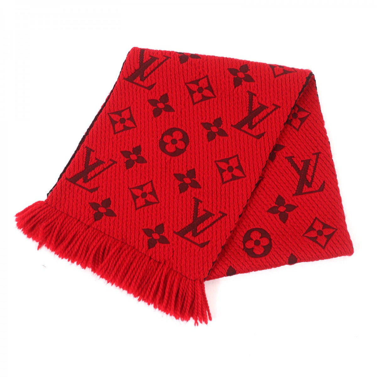 LOUIS VUITTON Scarf M72432 wool Ruby Esharp Logomania