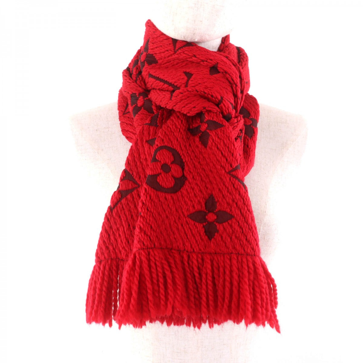 LOUIS VUITTON Scarf M72432 wool Ruby Esharp Logomania
