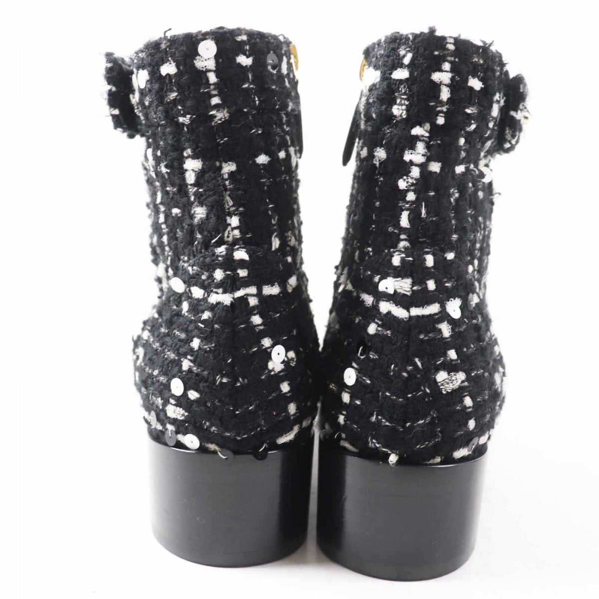 CHANEL short boots G36763 Main: Tweed, Part: Patent leather Black White Women 36