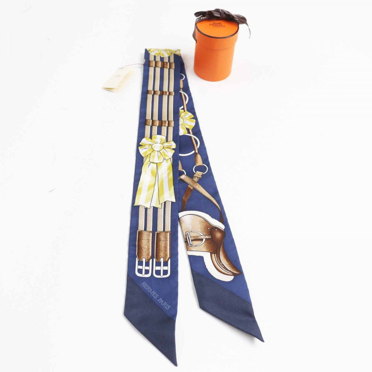 HERMES scarf Main: 100% silk Navy multi Twilly JUNPING Women