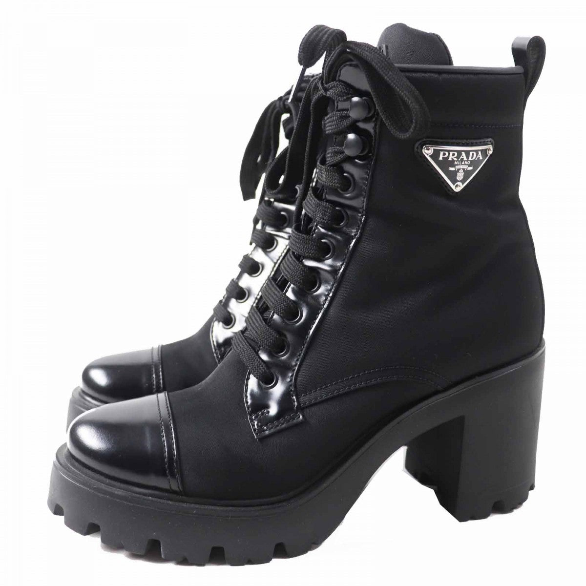 PRADA short boots 1T239N Main: Nylon, Part: Leather black Women 37.5