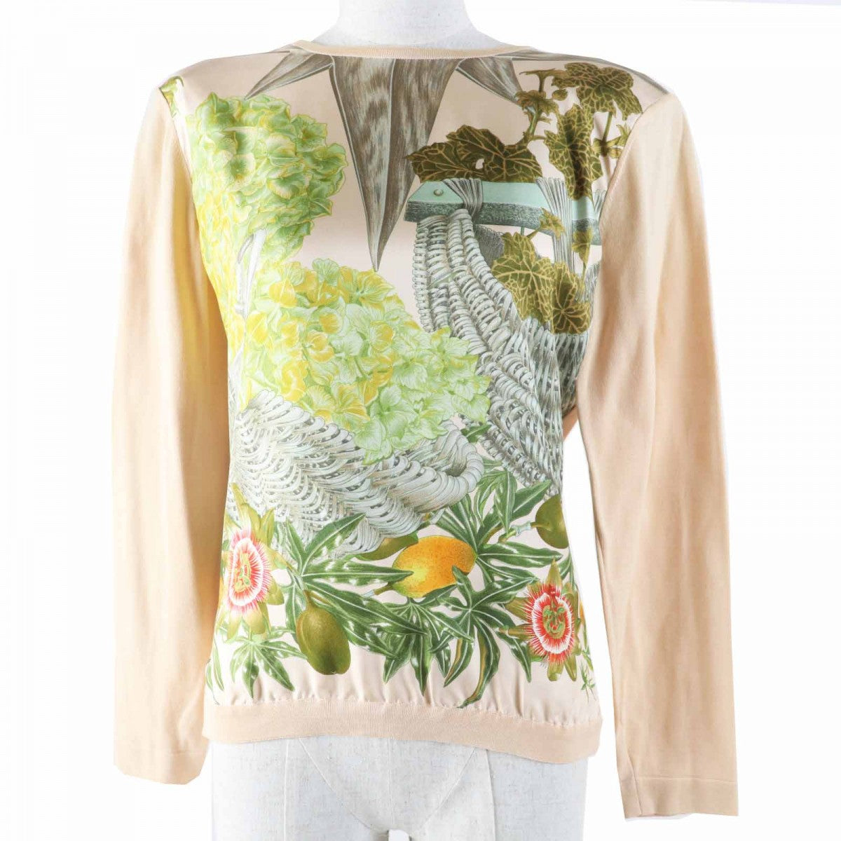 HERMES knit silk Multi Passiflores Passion Flower 38