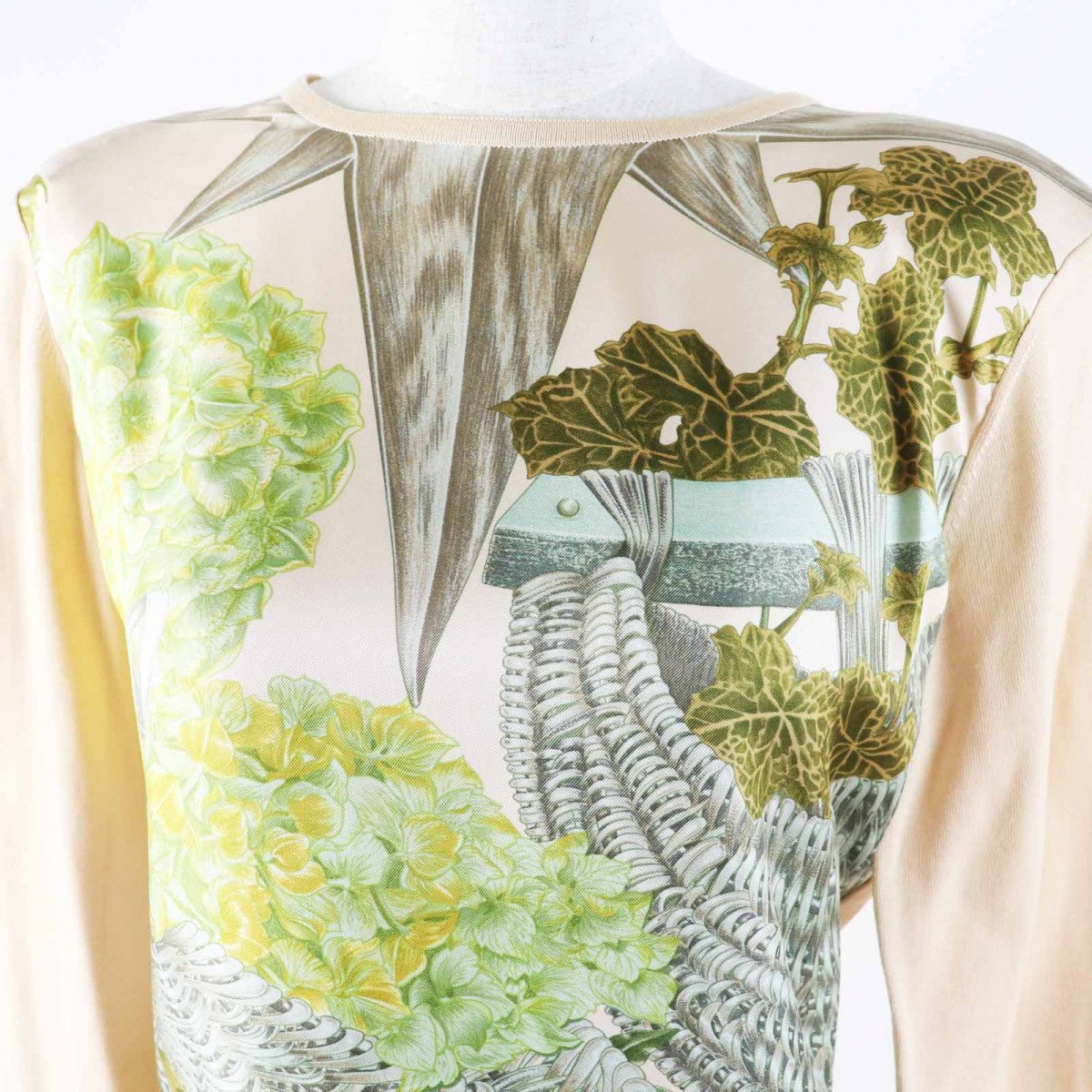 HERMES knit silk Multi Passiflores Passion Flower 38