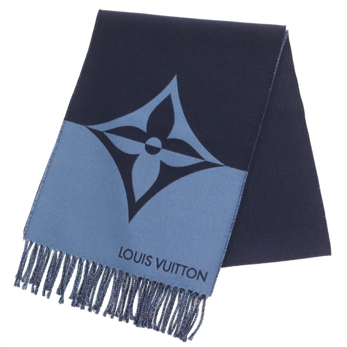 LOUIS VUITTON Scarf M78399 Main: 90% wool, Main: 10% cashmere Navy Muffler Graphics Dual mens