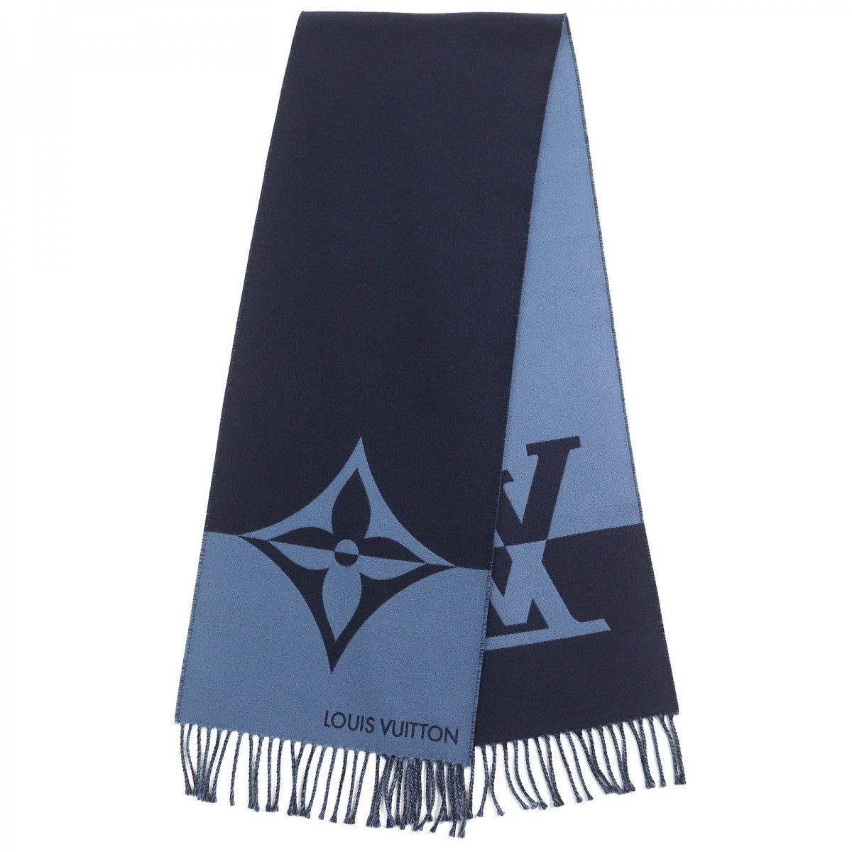 LOUIS VUITTON Scarf M78399 Main: 90% wool, Main: 10% cashmere Navy Muffler Graphics Dual mens