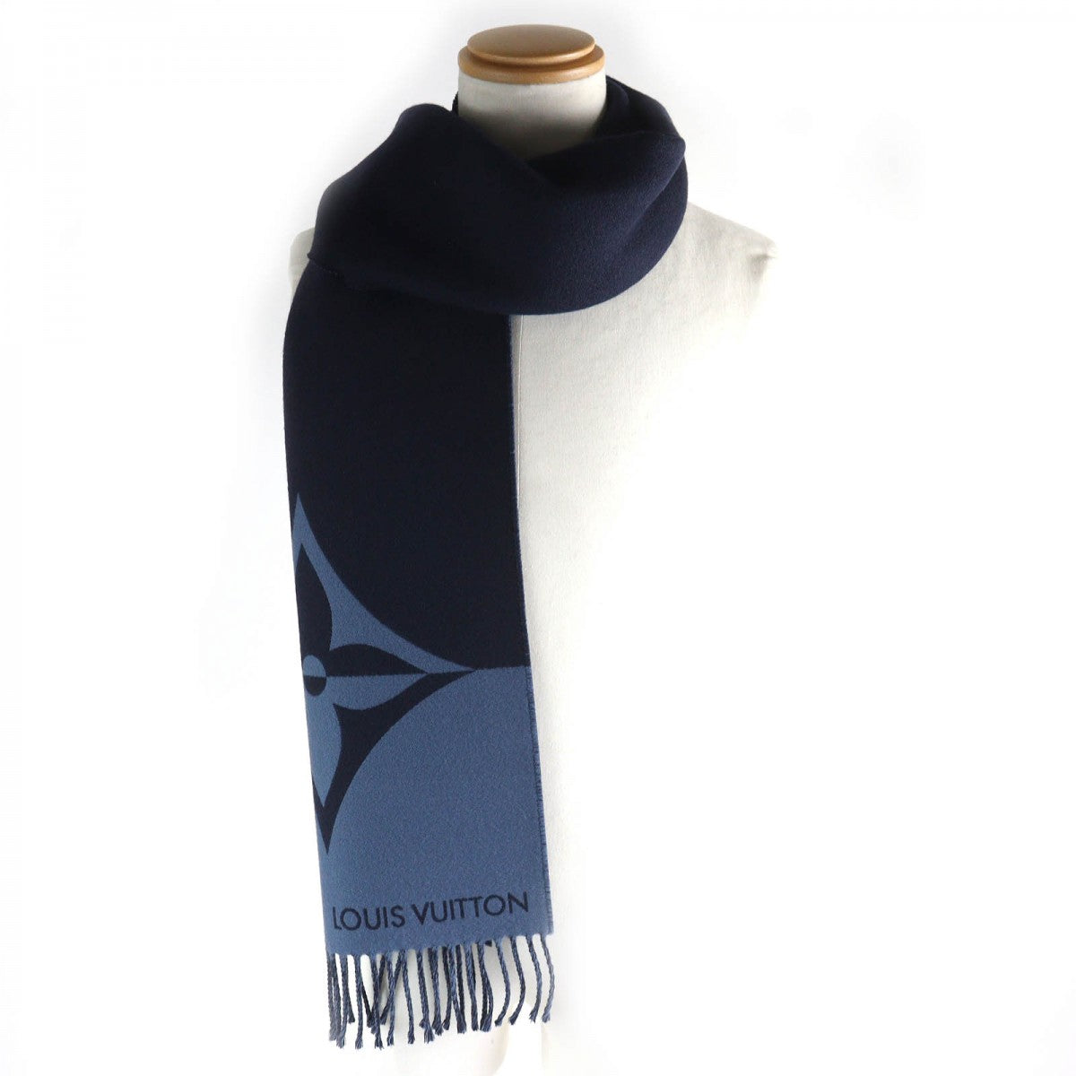 LOUIS VUITTON Scarf M78399 Main: 90% wool, Main: 10% cashmere Navy Muffler Graphics Dual mens