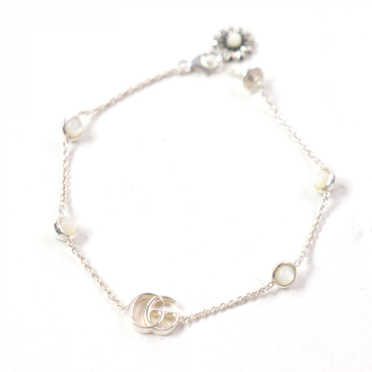GUCCI bracelet 527393 Mainï¿½FSV925 Silver white Double G Mother of Pearl Bracelet Women 17