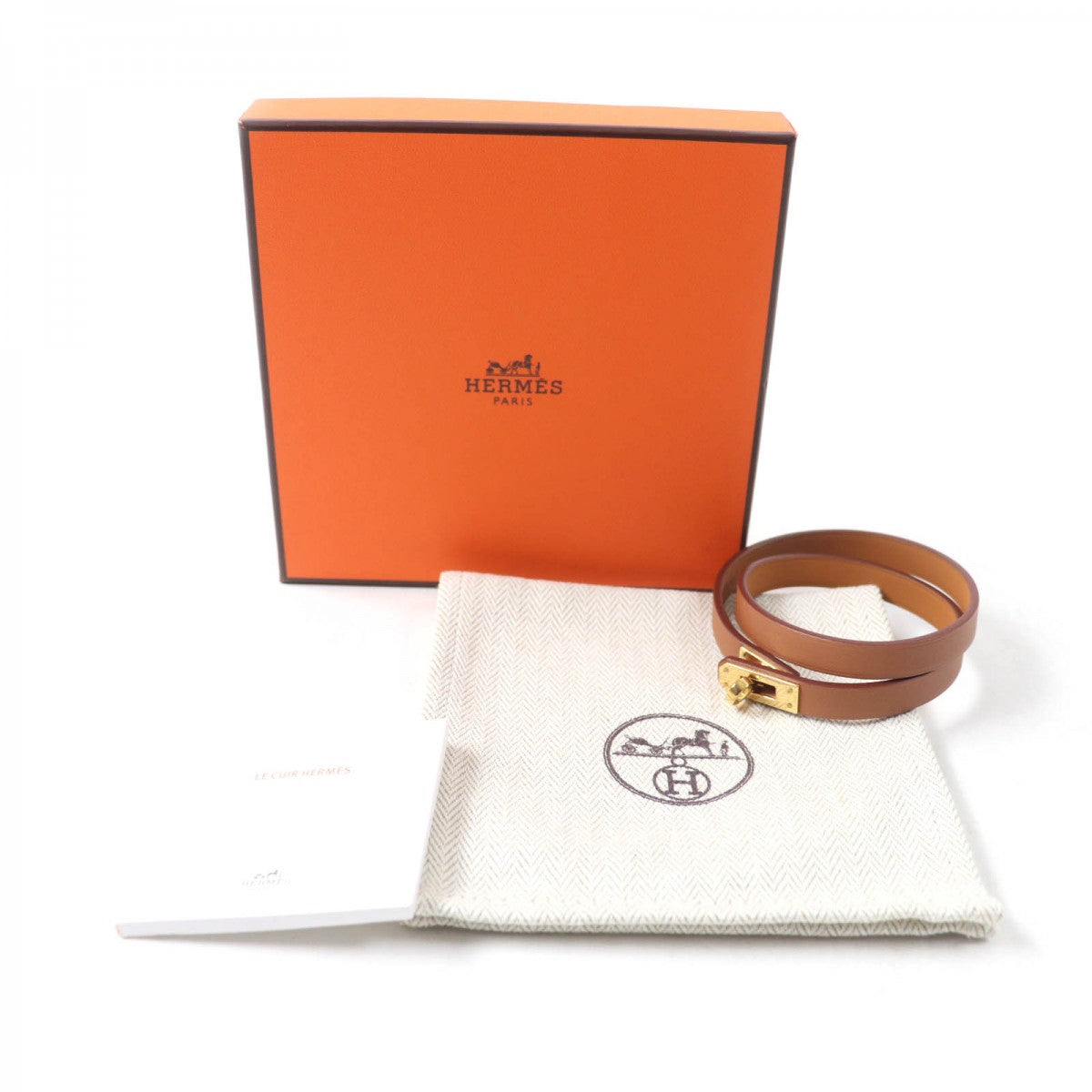 HERMES bracelet Main: Vaux Swift gold mini kelly double tour Women