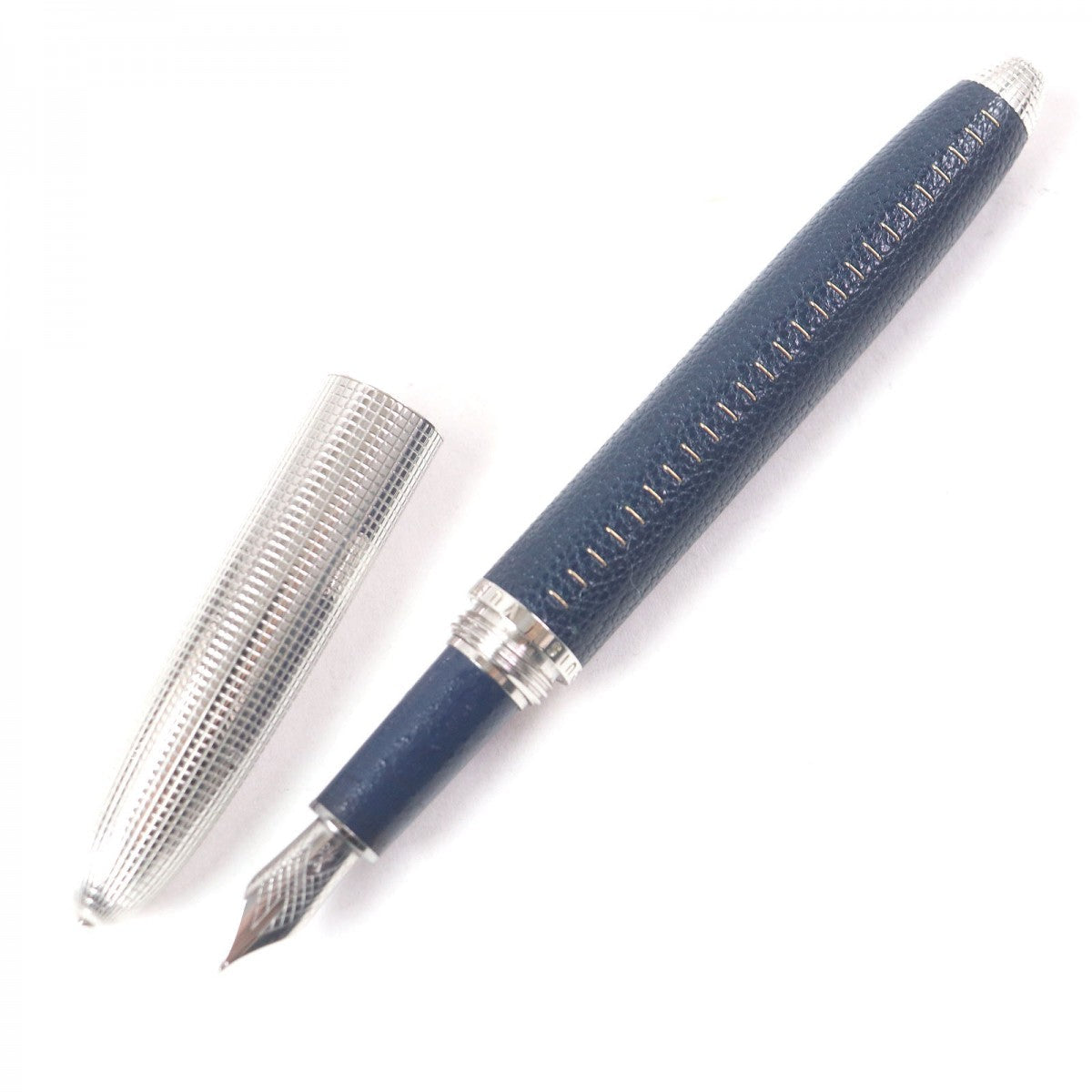 LOUIS VUITTON fountain pen Part: Leather, Nib: 750 Navy Silver Dock Cuir mens