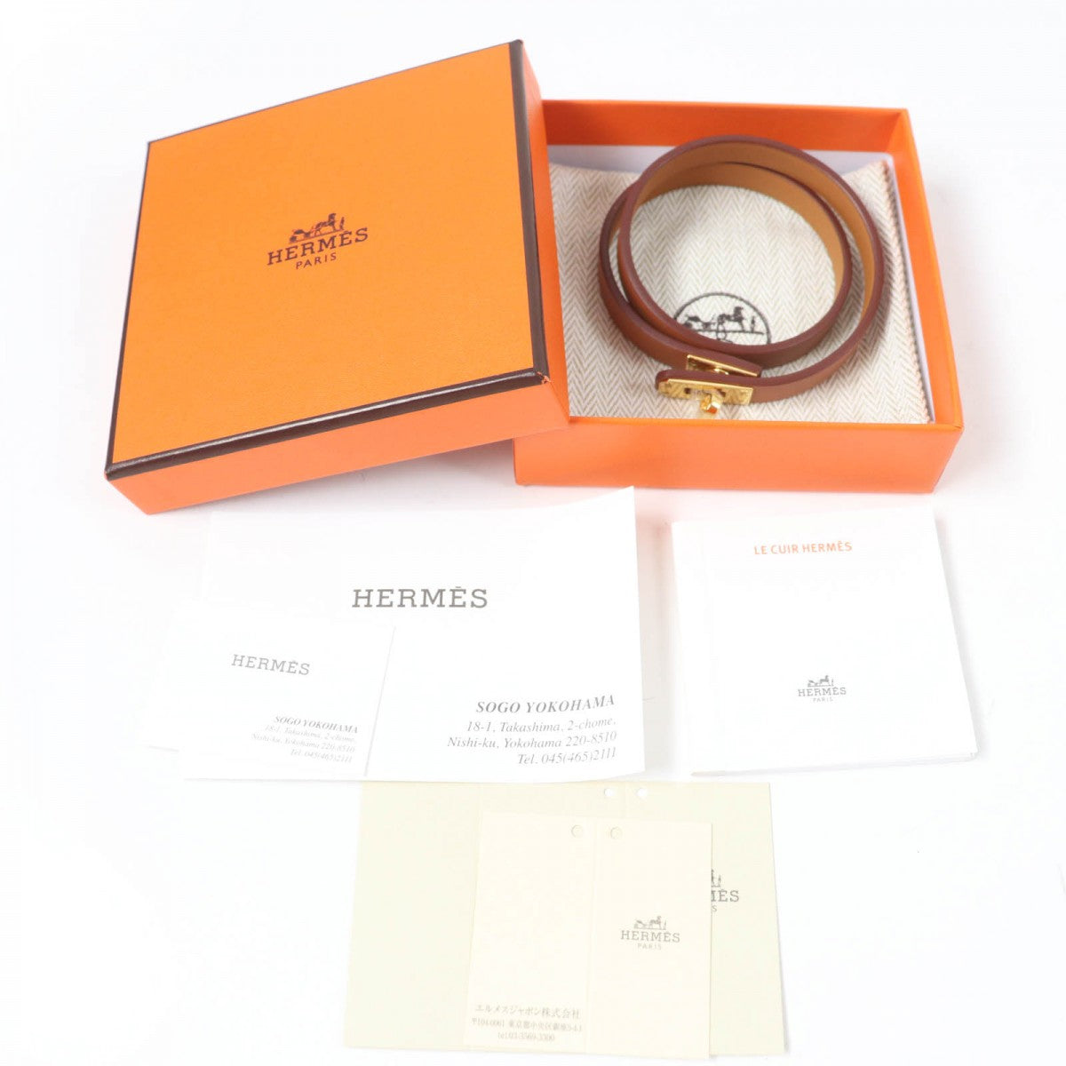 HERMES bracelet Main: Leather Brown Mini Kelly Double Tour Bracelet Women