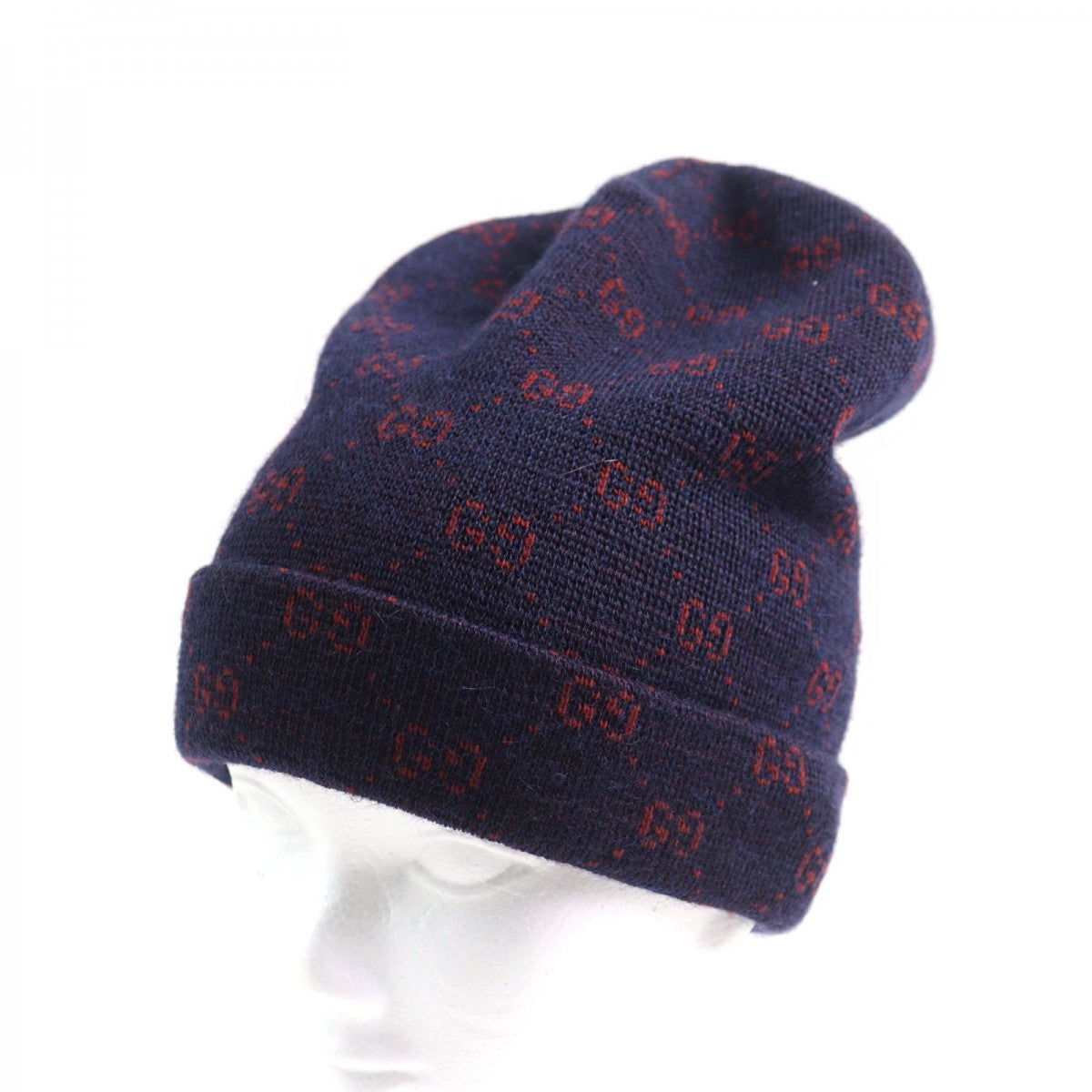 GUCCI Knit cap 534812 4G295 Main: 85% alpaca, Main: 15% wool, Part: 100% polyester Navy red mens M