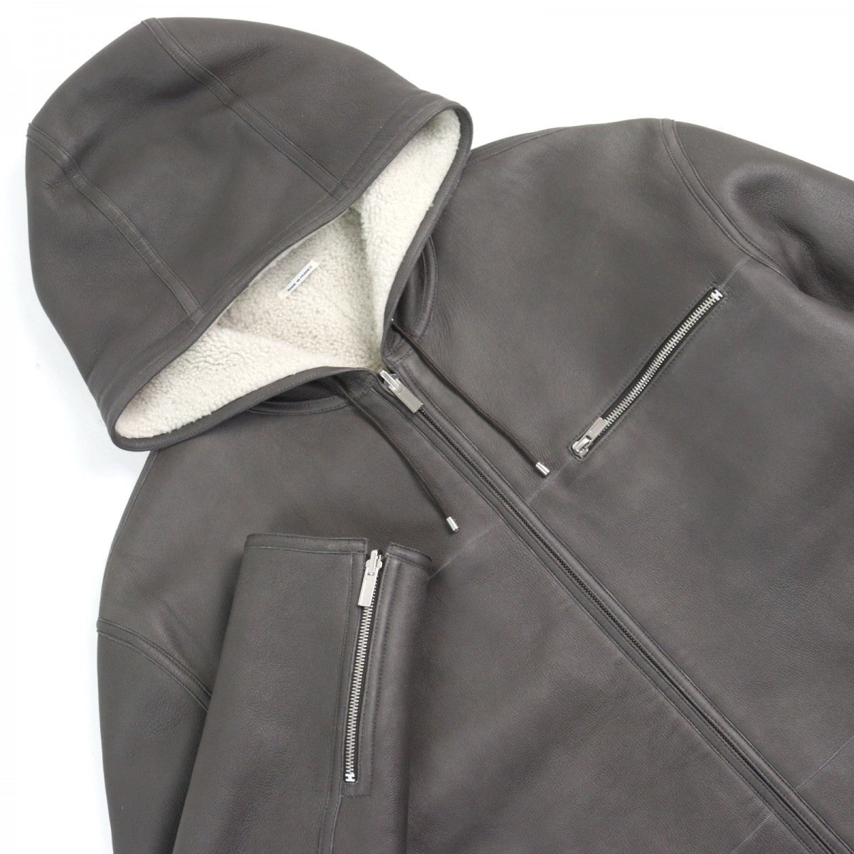 HERMES Blouson 053265HATC54 Main: Sheepskin, Part: Cowhide, Part: 100% Cupra Charcoal gray mens