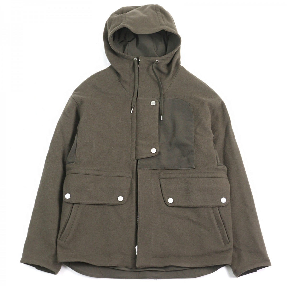 HERMES Jacket H462120HB Outer: 100% wool, Lining: 80% nylon, Lining: 20% polyurethane, Part: 80% nylon, Part: 20% cotton Khaki green mens 48