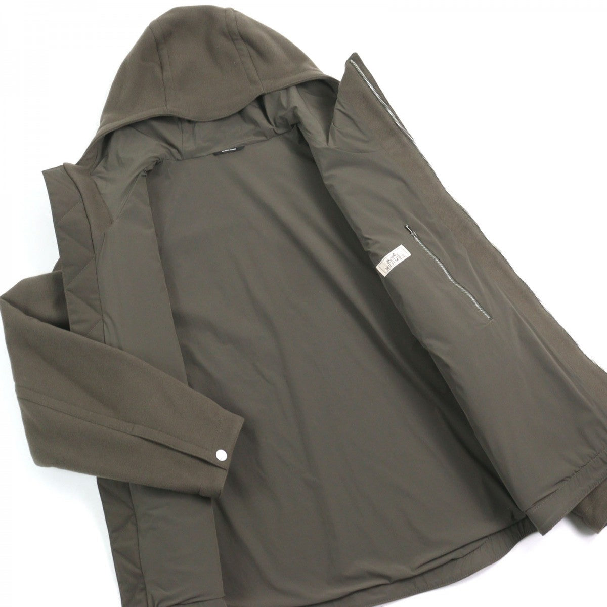 HERMES Jacket H462120HB Outer: 100% wool, Lining: 80% nylon, Lining: 20% polyurethane, Part: 80% nylon, Part: 20% cotton Khaki green mens 48