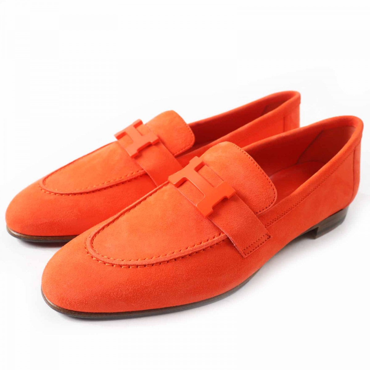 HERMES loafers Main: Chevre Verois Orange moccasins paris Women 37