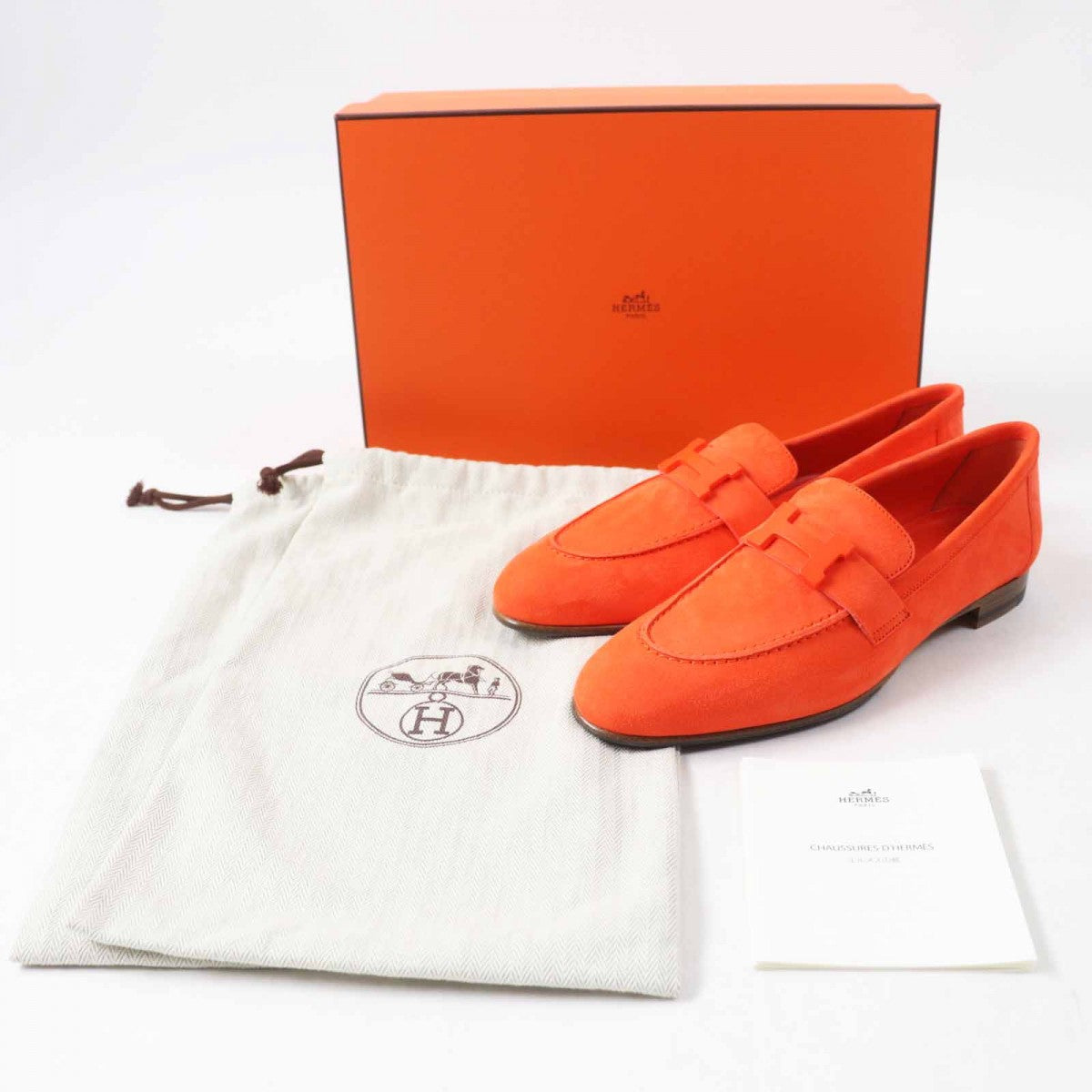 HERMES loafers Main: Chevre Verois Orange moccasins paris Women 37