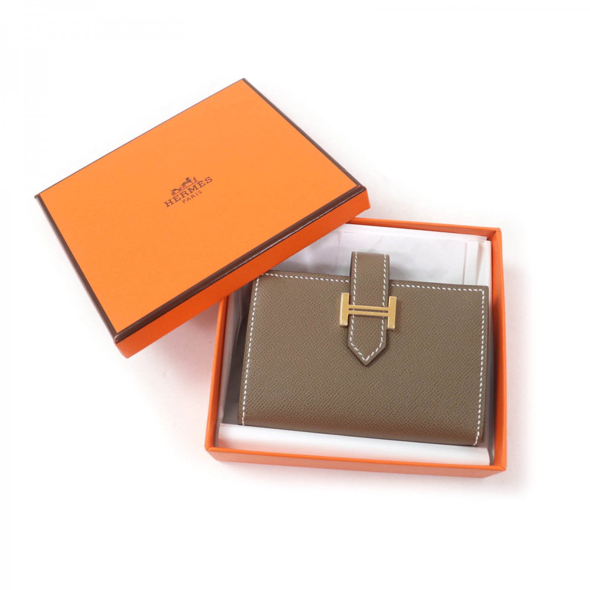 HERMES Card Case Main: Madame Veau Etope Bearn Mini Women