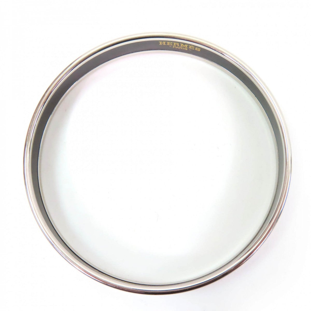 HERMES Bangle Metal, Enamel Silver white Enamel PM Enamel Bracelet Carte  Jou Women