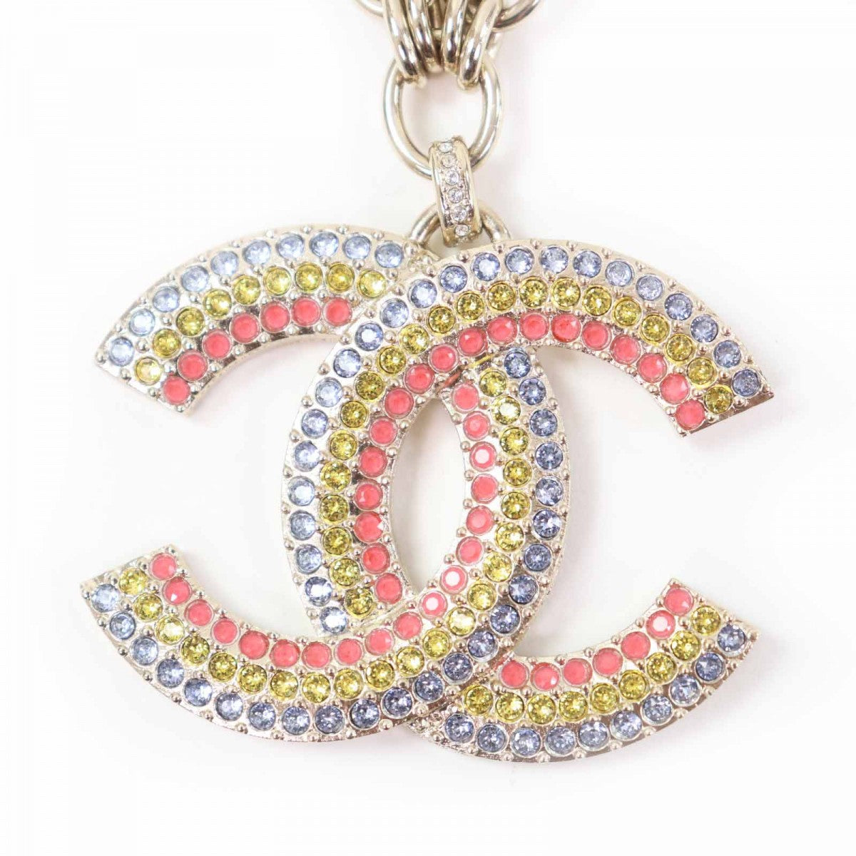CHANEL Necklace A23C Gold Plated, Color Stone multicolor Large Rainbow Rhinestone COCO Mark Women