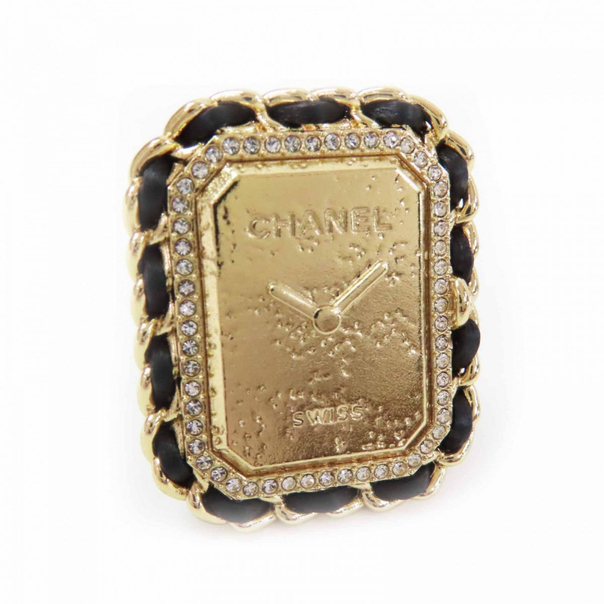 CHANEL Ring B23A Gold Plated, Rhinestone, Leather gold Premiere Watch Design COCO Mark Women