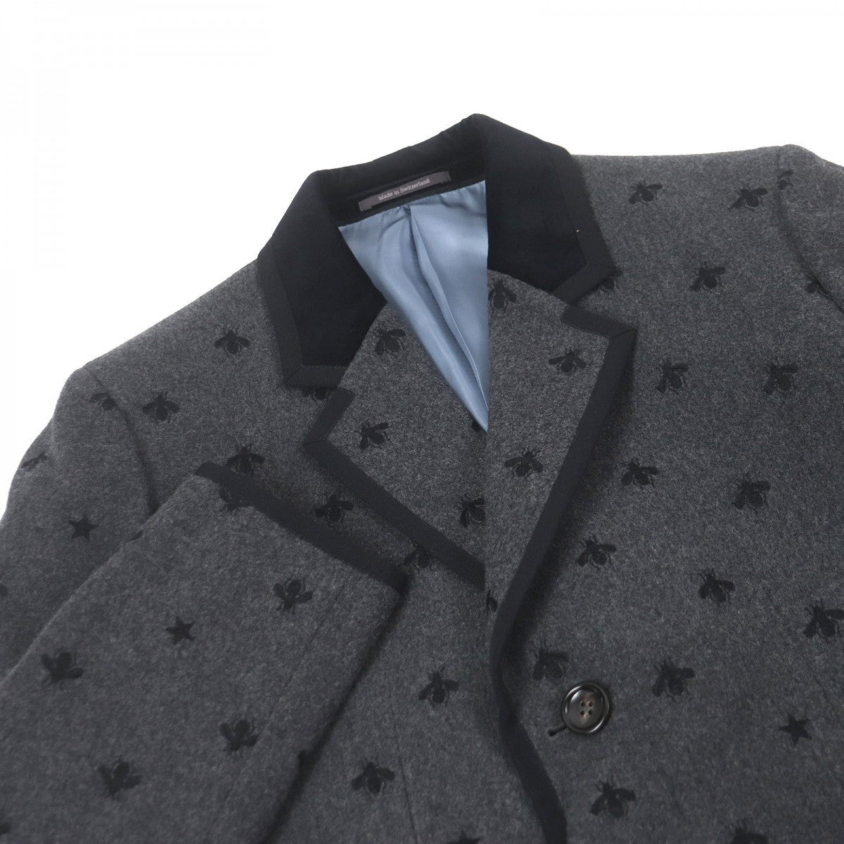 GUCCI Chester coat 468117 Outer: 100% wool, Lining: 68% rayon, Lining: 32% silk, Part: 100% cotton, Sleeve lining: 100% cupra gray mens 48