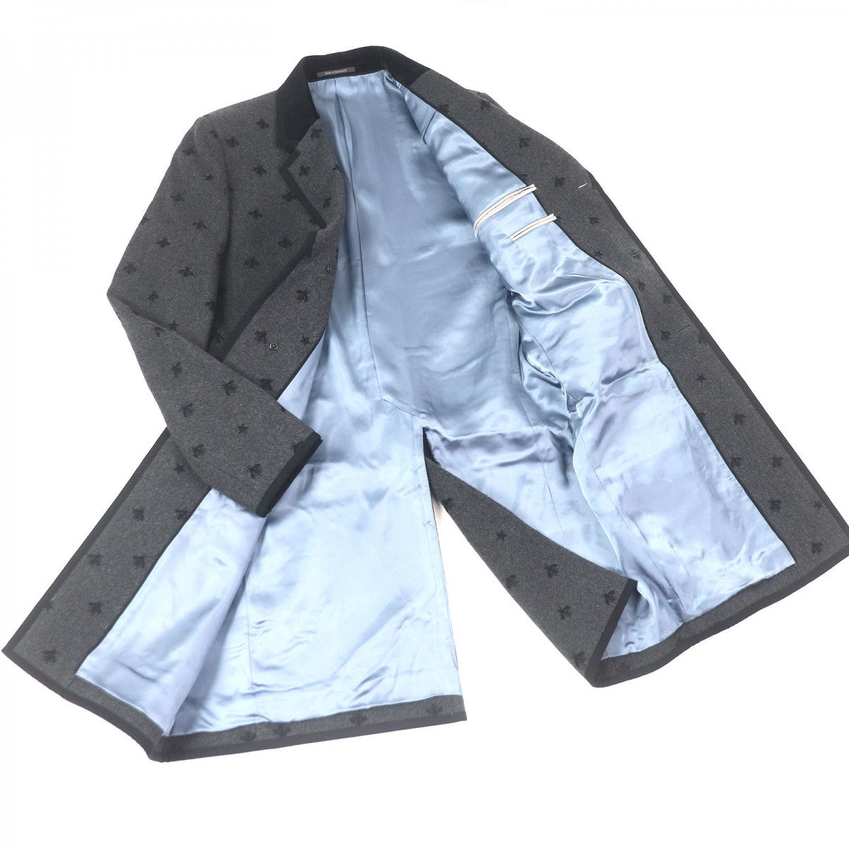 GUCCI Chester coat 468117 Outer: 100% wool, Lining: 68% rayon, Lining: 32% silk, Part: 100% cotton, Sleeve lining: 100% cupra gray mens 48