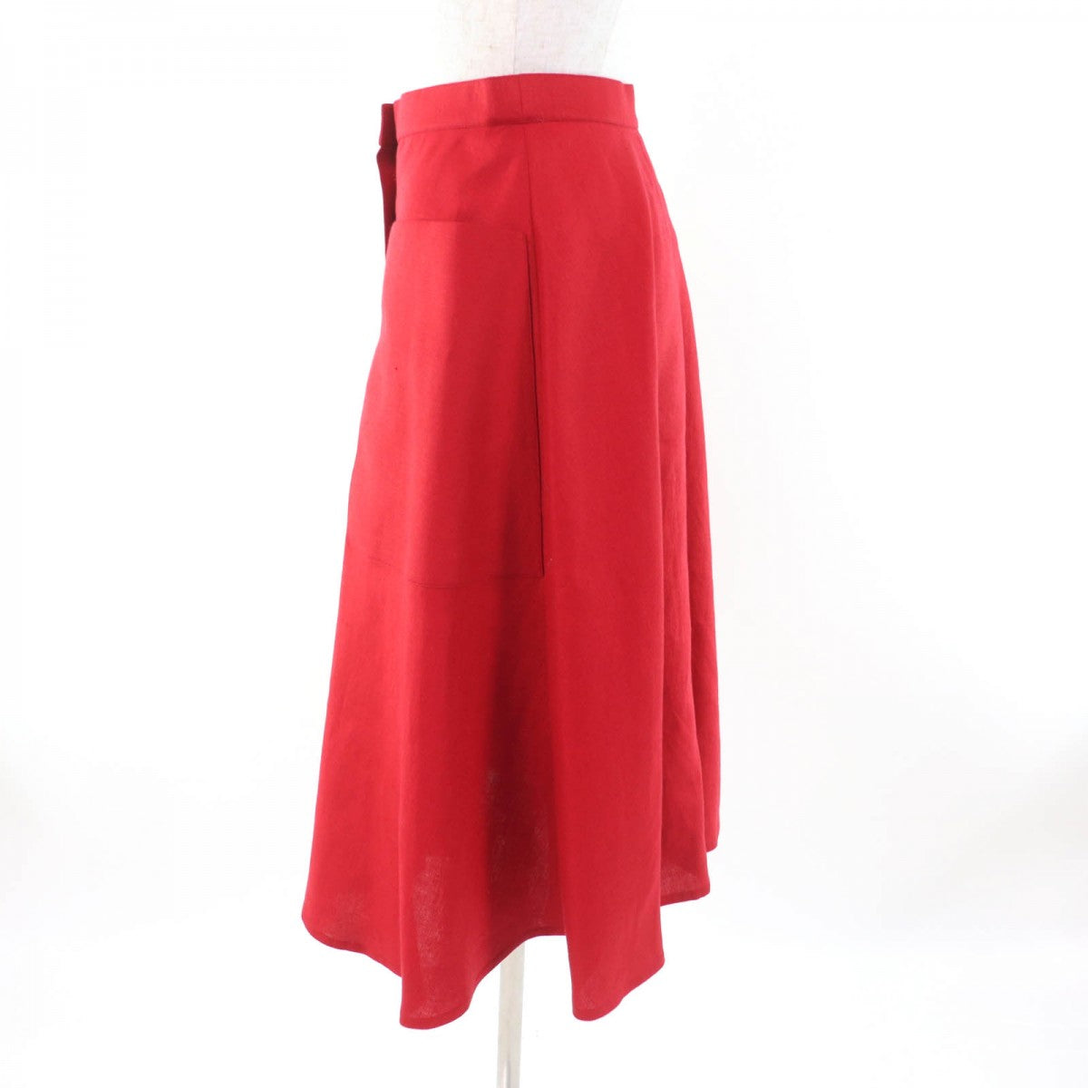 HERMES flare skirt Outer: 100% linen, Lining: 55% acetate, Lining: 45% cupra Red Women 38