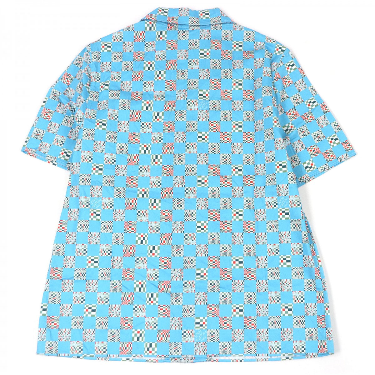 LOUIS VUITTON Short sleeve shirt Main: 100% cotton blue Distorted Damier mens M