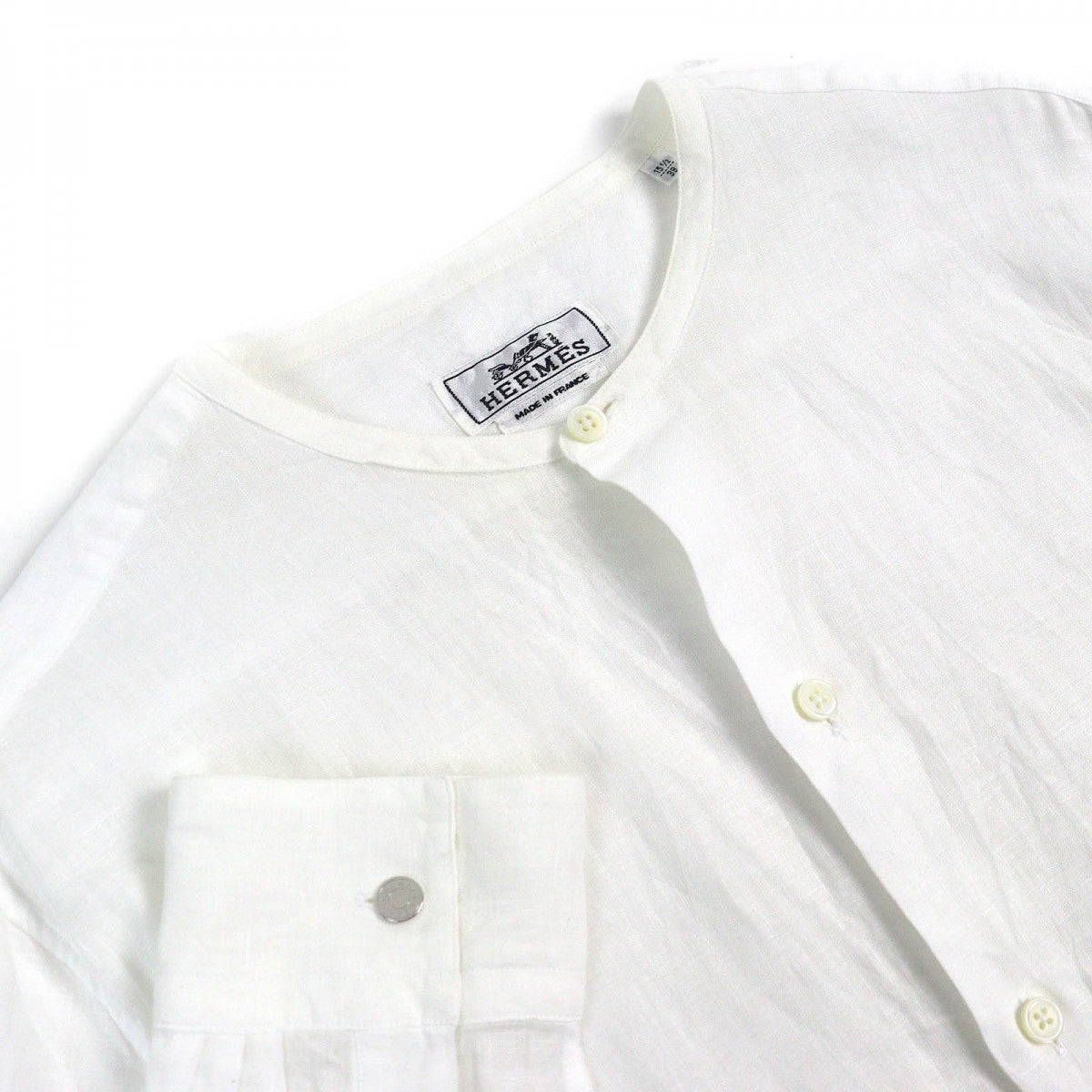 HERMES Long sleeve shirt linen white 39