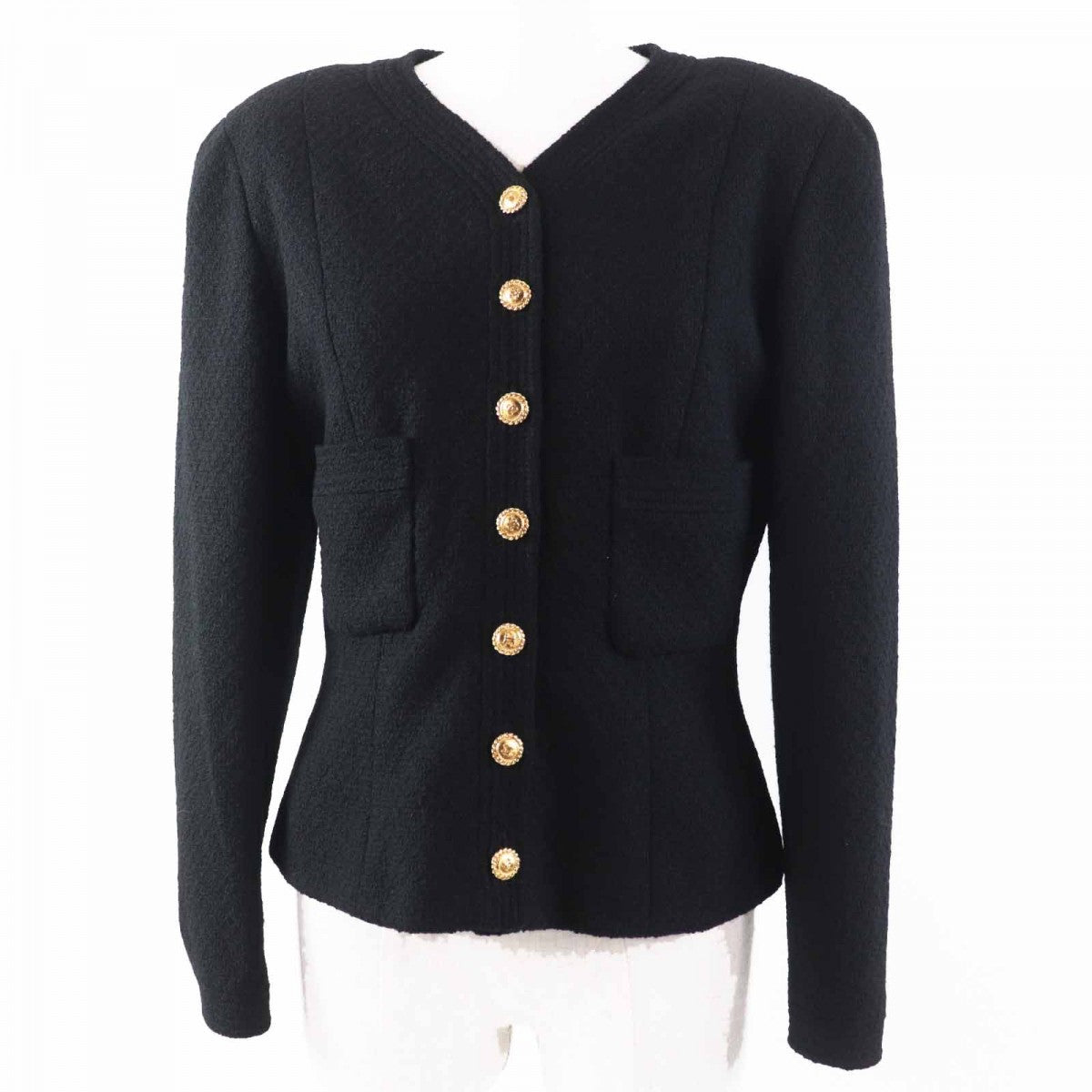 CHANEL Jacket Main: 100% wool, Lining: 100% silk Black gold Women 40
