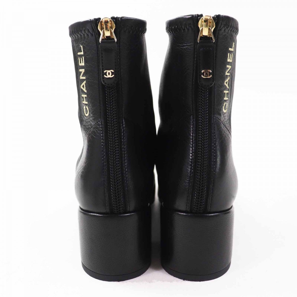 CHANEL short boots G39160 Main: Leather Black gold Women 35.5