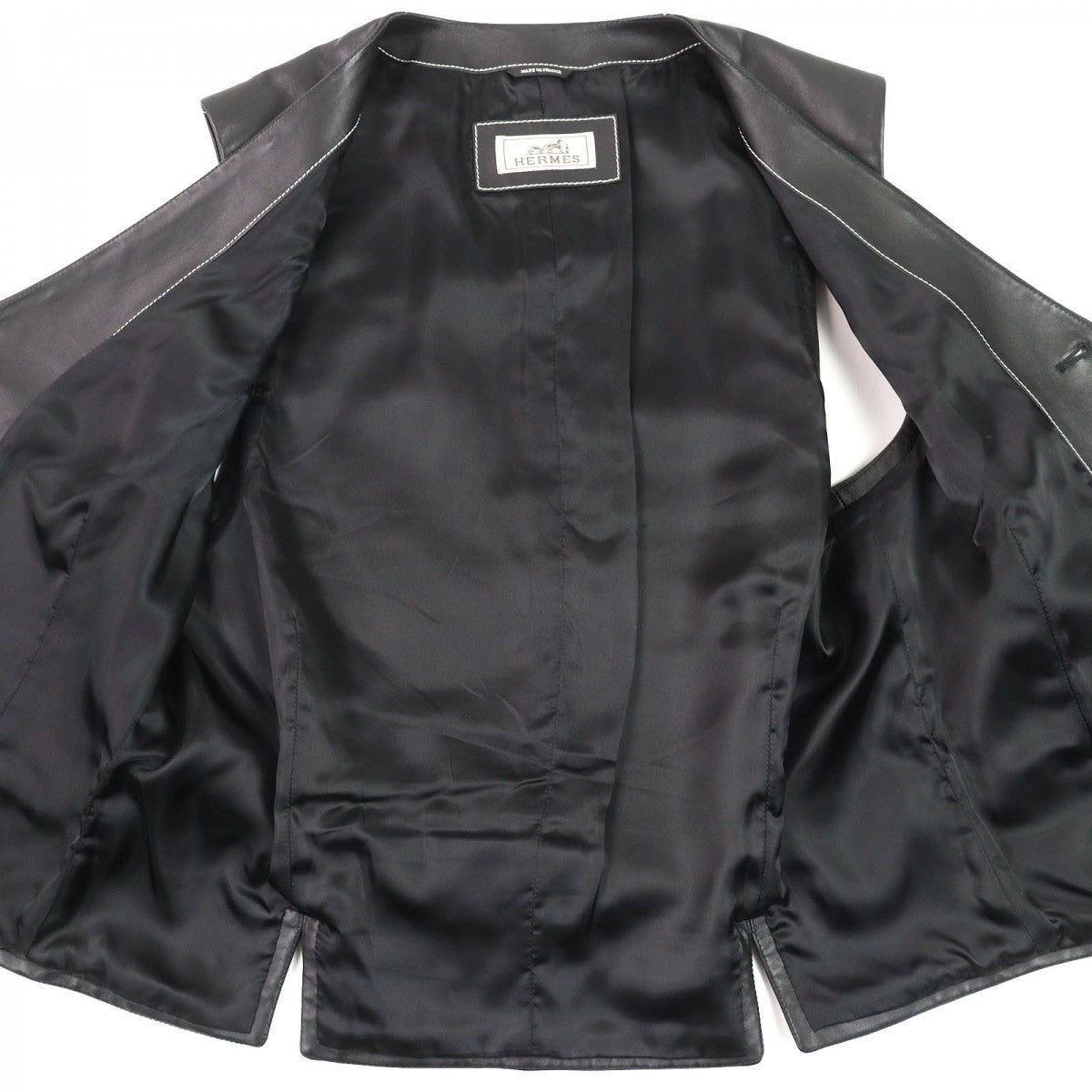 HERMES Vest H843030HA0250 Main: Sheepskin, Lining: 100% Cupra black mens 50