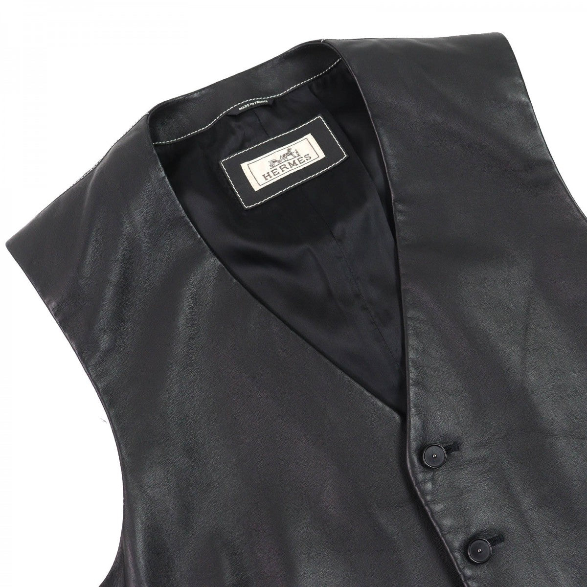 HERMES Vest H843030HA0250 Main: Sheepskin, Lining: 100% Cupra black mens 50
