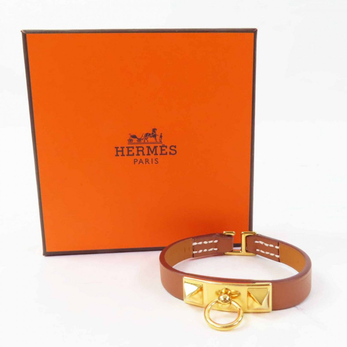 HERMES bracelet Main: Leather Brown reval mini Women