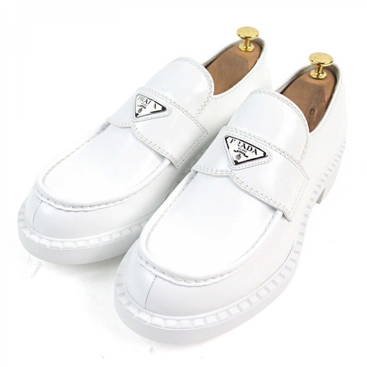 PRADA loafers 2DE127 Brushed leather white Chocolate brushed leather loafers 9