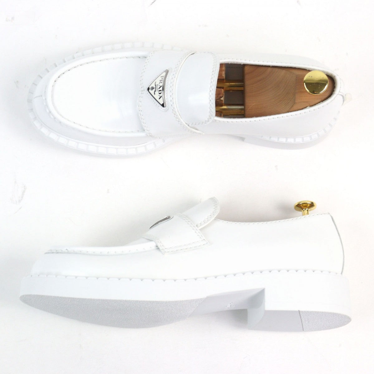 PRADA loafers 2DE127 Brushed leather white Chocolate brushed leather loafers 9