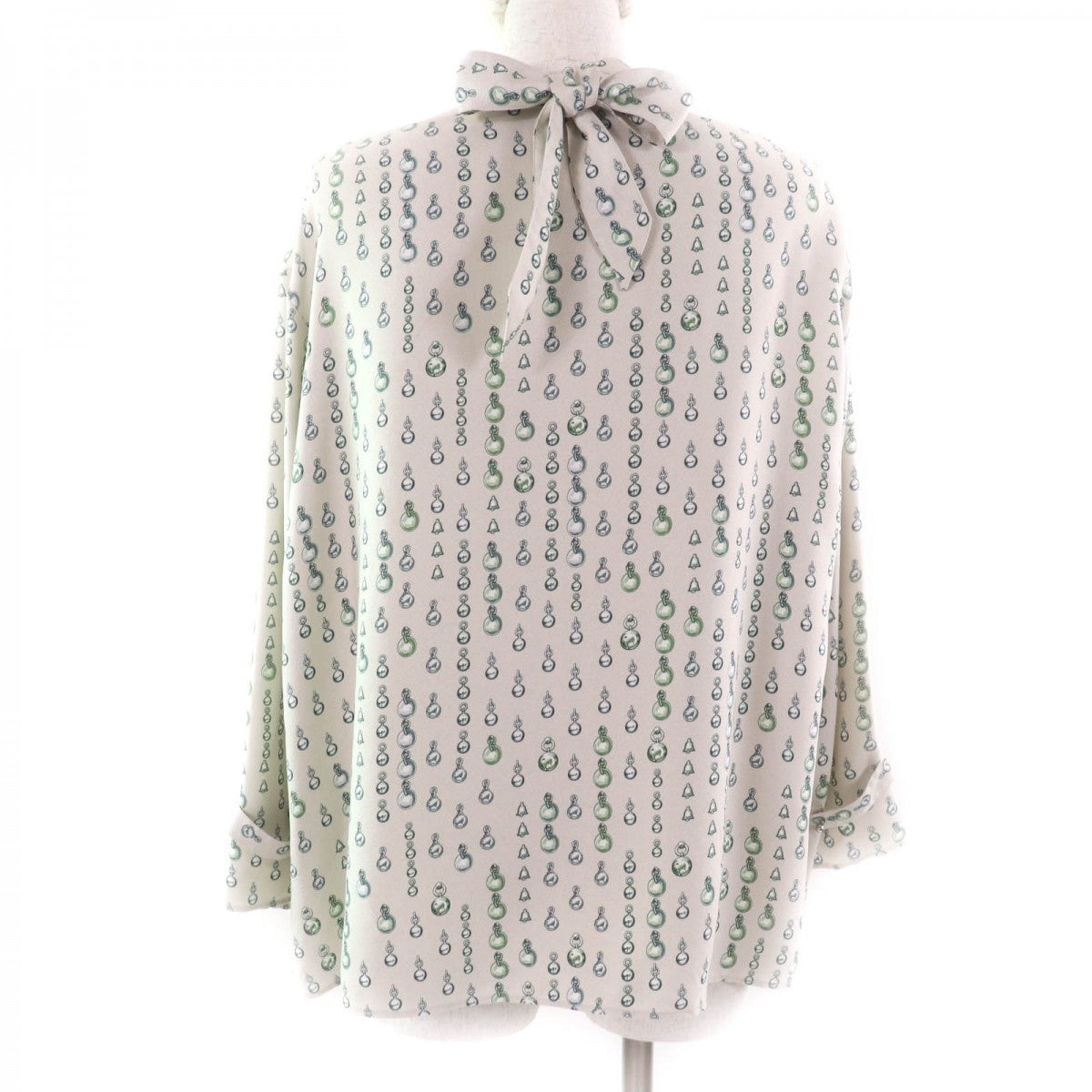 HERMES tops 2H0619DN silk Beige green 38