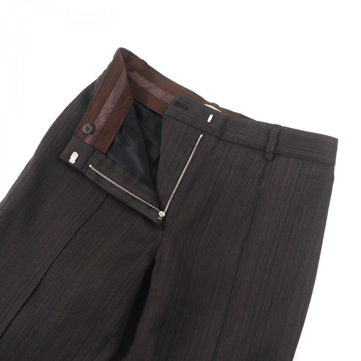 HERMES Pants 3H0418DW wool khaki 36