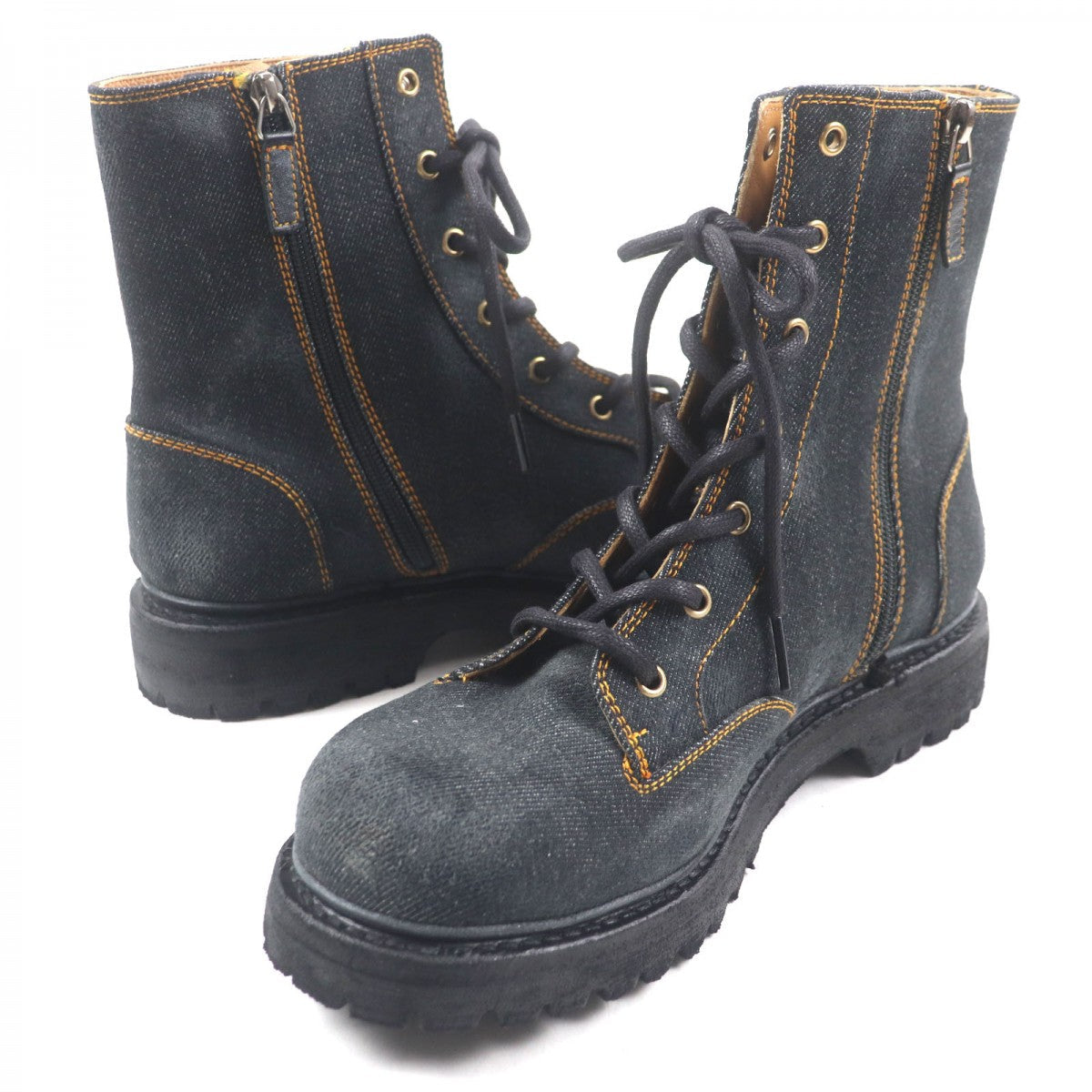 GUCCI boots 761989 denim Indigo Shelly Line Web Line 6 1/2