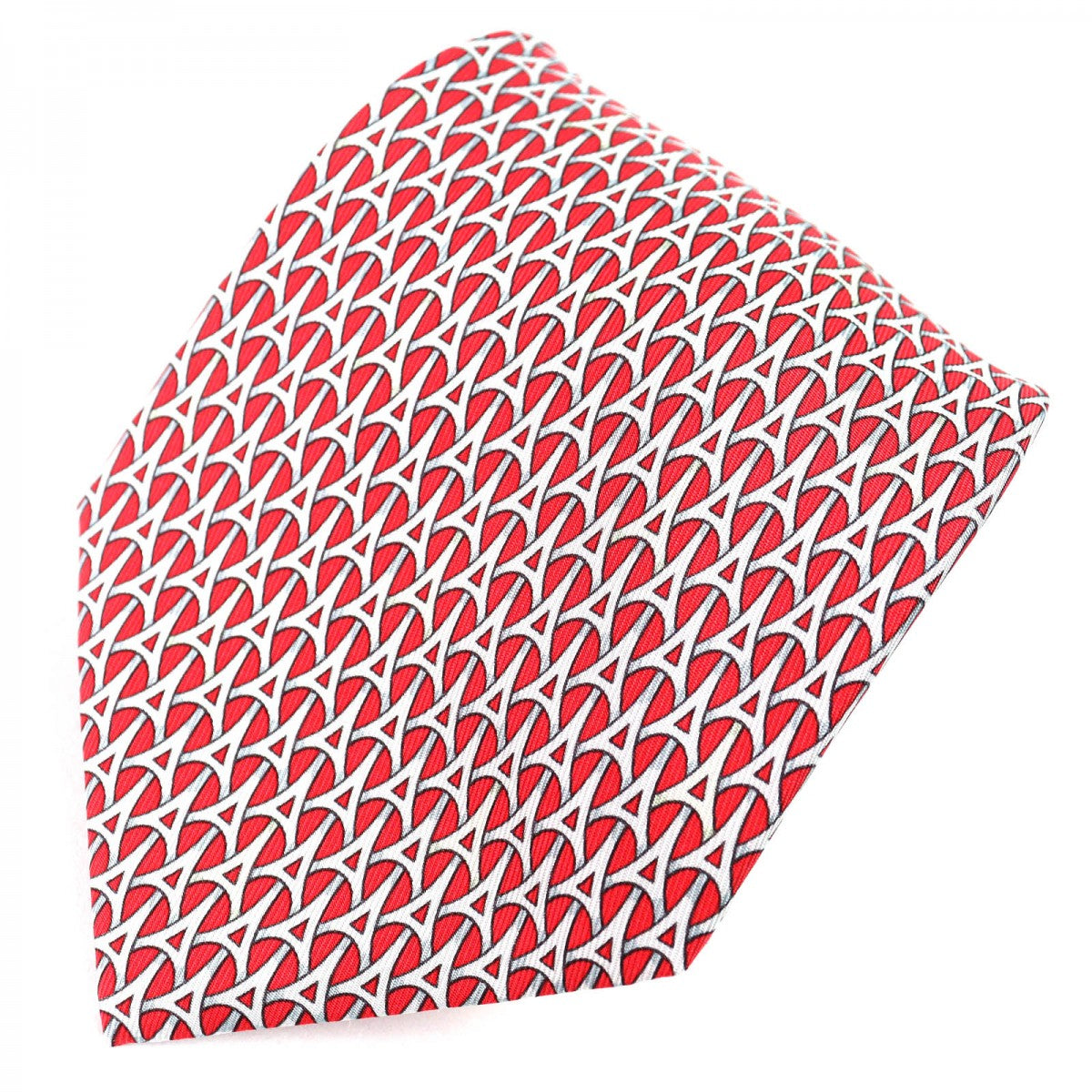 HERMES tie 5265 SA Main: 100% silk Red Tower pattern mens