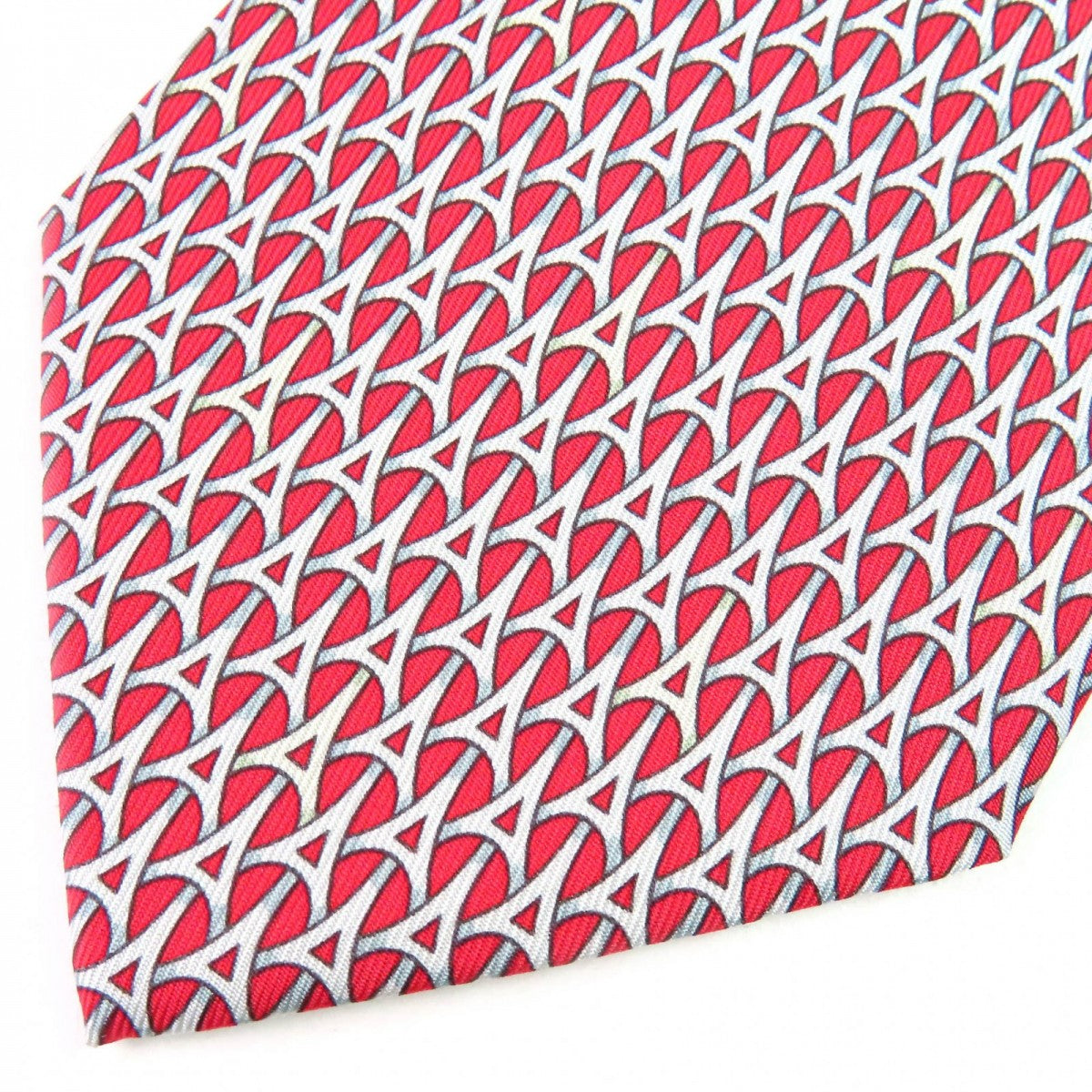 HERMES tie 5265 SA Main: 100% silk Red Tower pattern mens